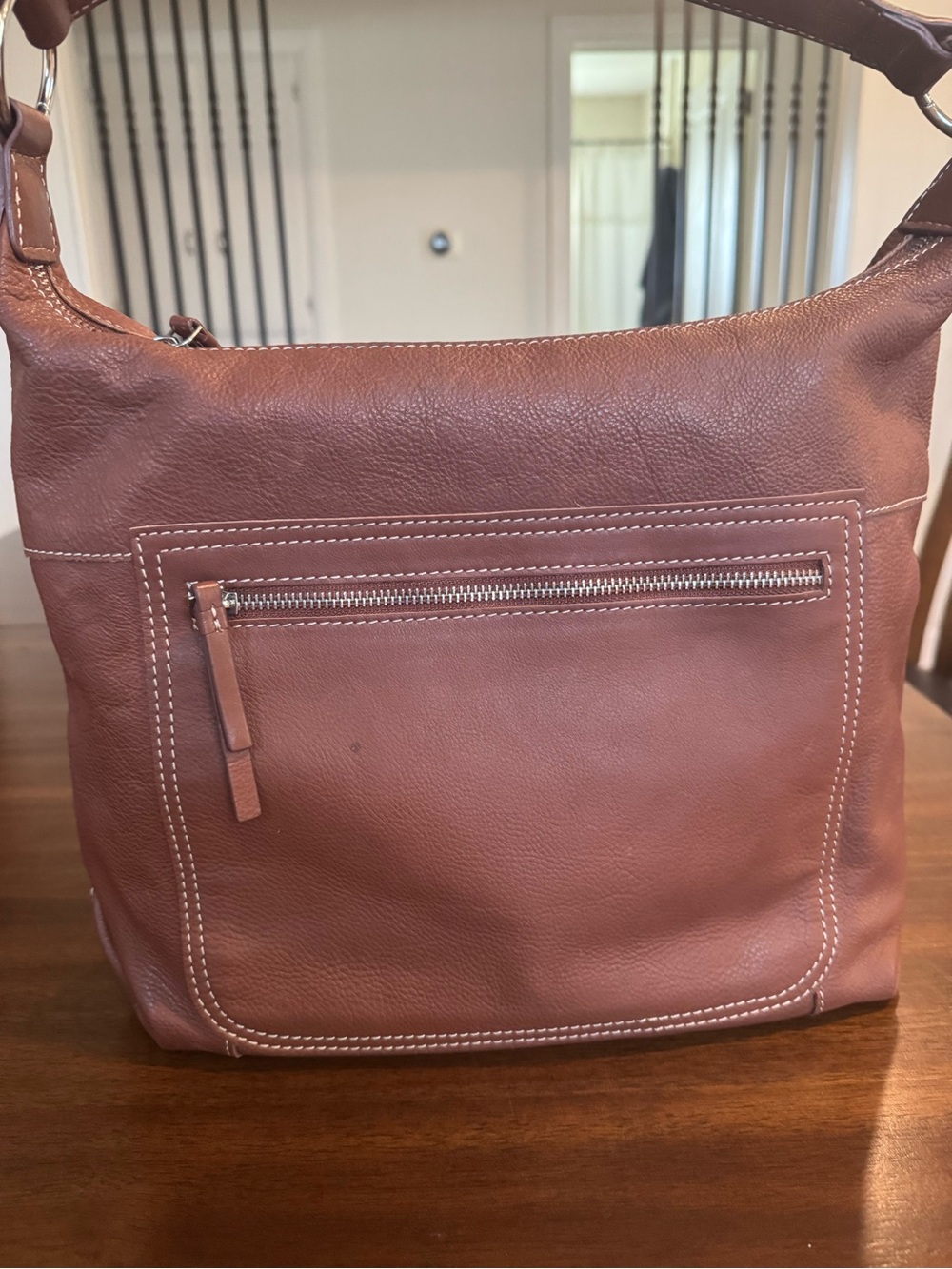 NWOT Genuine Leather Cognac Brown Slouchy Hobo Shoulder Bag Handcrafted in India
